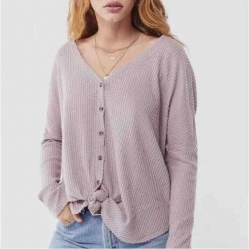 Urban Outfitters Out From Under Jojo Waffle Knit Top Lilac